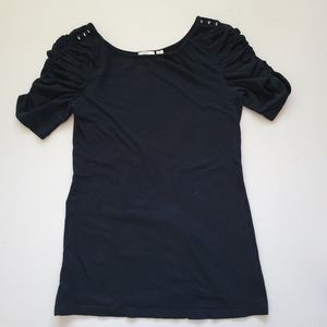 Anthropologie Black top short sleeve shirts